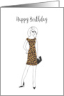 Happy Birthday Fashion Lady in Animal Print Dress card