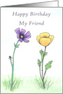 Happy Birthday My Friend Two Wildflowers card