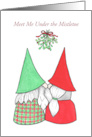 Merry Christmas Meet Me Under the Mistletoe Gnome Couple card