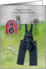 Happy Birthday to my Favorite Farmer Overalls on Clothesline card
