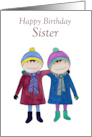 Happy Birthday Sister Two Girls Side by Side card