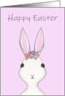 Happy Easter Cute Bunny with Flowers on Her Head card