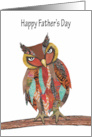 Happy Father’s Day Colorful Owl on a Branch card