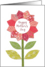 Happy Mother’s Day Stitched Fabric Flower with Leaves and Stems card