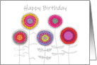 Happy Birthday Colorful Round Whimsical Flowers card