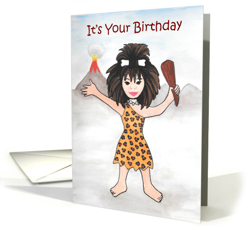 Female Birthday Funny Go Wild Cavewoman in Animal Print card (1657766)