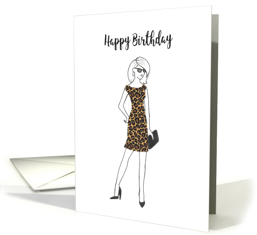 Happy Birthday Fashion Lady in Animal Print Dress card (1658612)