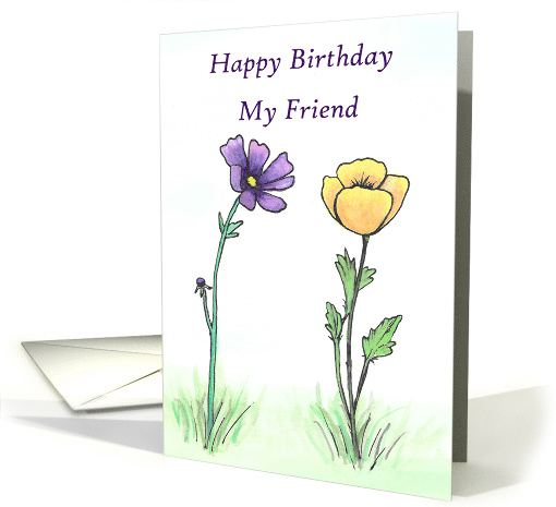Happy Birthday My Friend Two Wildflowers card (1658688)
