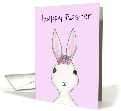 Happy Easter Cute Bunny with Flowers on Her Head card (1666922)
