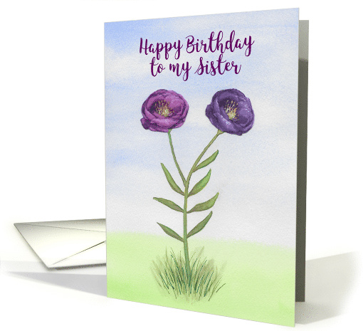 Happy Birthday to My Sister Two Purple Flowers card (1668498)