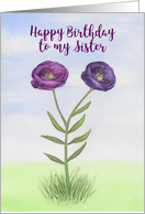 Happy Birthday to My Sister Two Purple Flowers card