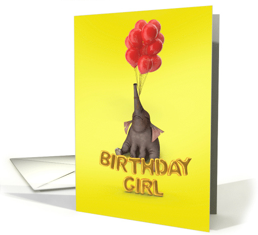 Baby Elephant birthday girl card (1733566)