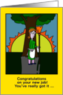 New Job Congratulations with Cartoon Maid in Shade Play on Words card