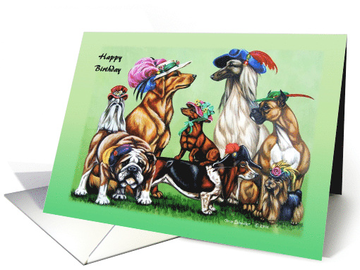 For Ladies in Red Hats Dog Pack Birthday card (1665780)