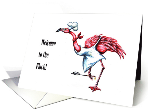 Welcoming the New Chef to the Team with a Flamingo Theme card