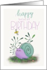 Slow but Sweet Belated Birthday  Cute Snail Illustratio card