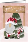 Gnome for the Holidays Christmas  Cute Festive Gnome with Candy Cane card