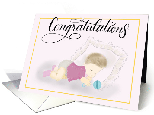 Congratulations New Baby Girl Sleeping Infant card (1946926)