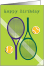 Birthday Tennis with Two Tennis Rackets Green card
