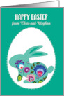 Happy Easter Eggs with Folklore Bunny Minty Green Custom card