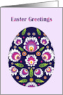 Folklore Easter Greetings Purple and White Pysanka card