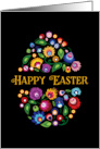 Happy Easter Pysanka Easter Egg with Traditional Cut out Flowers Black card