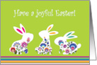Easter Greetings with Three Folk Bunnies card