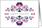 Happy Easter with Two Symmetrical Folklore Compositions Blue and Pink card