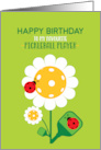 Happy Birthday Pickleball Player with Daisies and Ladybirds Green card