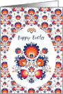 Folklore Happy Easter Pysanka Blue and Red card