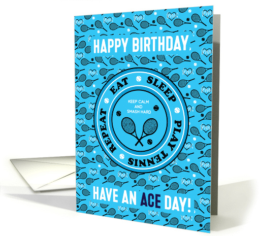 Birthday Eat Sleep Play Tennis Repeat Blue card (1670108)