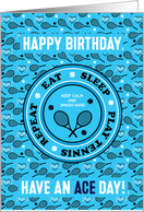 Birthday Eat Sleep Play Tennis Repeat Blue card