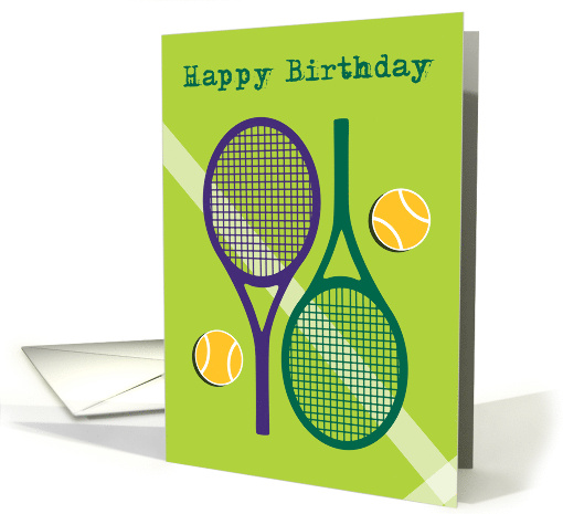 Birthday Tennis with Two Tennis Rackets Green card (1670120)