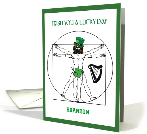 St. Patrick's Day Funny Vitruvian Leprechaun Custom Text card