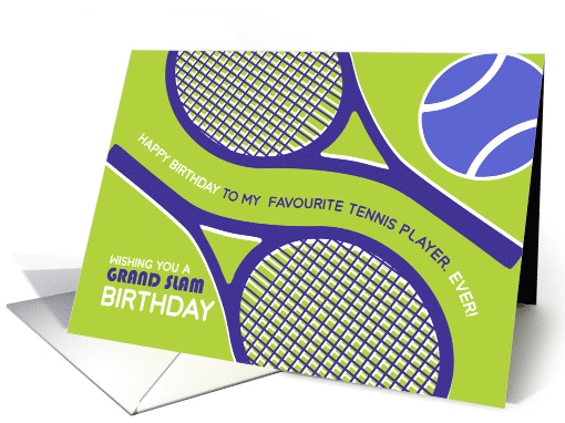 Tennis Wishing Grand Slam Birthday Green and Purple card (1671742)