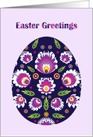 Folklore Easter Greetings Purple and White Pysanka card