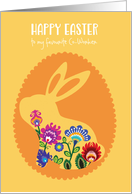 Happy Easter Eggs with Folklore Bunny Orange Yellow Custom card