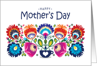 Happy Mothers Day Beautiful Folklore Flowers Mix of Colours card