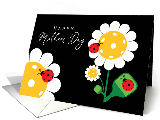 For Mother on Mother's Day Pickleball Daisies Black card (1676388)