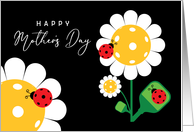 For Mother on Mother’s Day Pickleball Daisies Black card