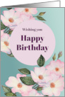 Watercolor Pink Roses Ballerina Illustration Happy Birthday card