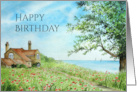 Birthday General Fine Art Poppy Field Watercolor Painting card