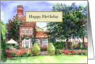 General Fine Art Birthday Manor House York England Watercolor Painting card