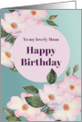 For Mum on Birthday Watercolor Pink Roses Floral Illustration card