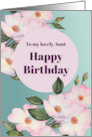 For Aunt on Birthday Watercolor Pink Roses Floral Illustration card