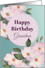 For Grandma on Birthday Watercolor Pink Roses Floral Illustration card