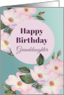 For Granddaughter on Birthday Watercolor Pink Roses Illustration card