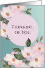 Thinking of You Watercolor Pink Roses Botanical Illustration card