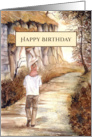General Birthday Watercolor Painting Autumn Trail by Farida Greenfield card