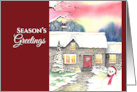 General Season’s Greeting Snowy Cottage Watercolor Painting card